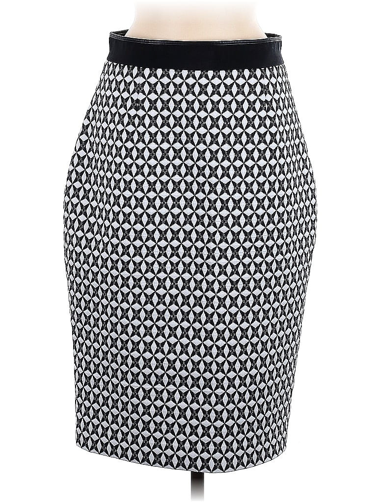 Banana Republic Houndstooth Jacquard Argyle Grid Graphic Polka Dots Black Casual Skirt Size 8 - 8... | ThredUp