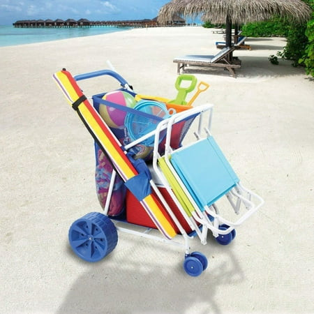 Folding Utility Beach Cart Collapsible Folding Outdoor Utility Wagon Wide Terrain Wheels for Sand | Walmart (US)