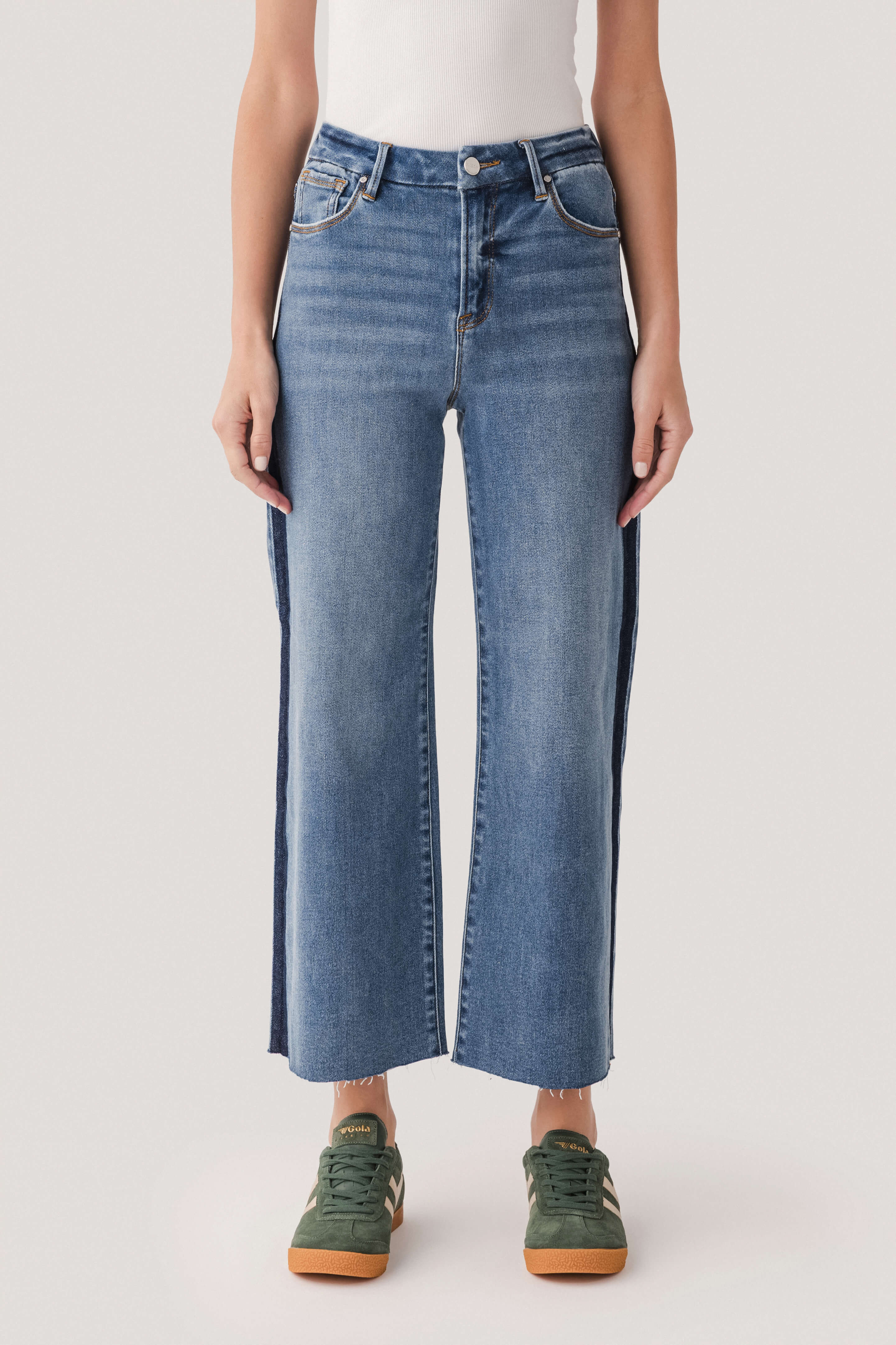 Risen Moxie Tuxedo Palazzo Crop Jeans | Social Threads