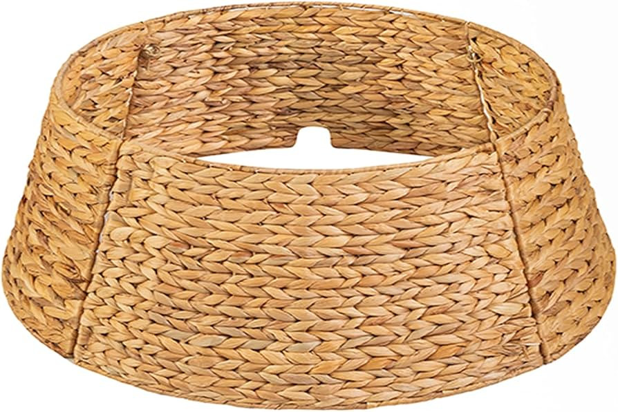 KOLWOVEN 42in Christmas Tree Collar, Christmas Tree Ring Adjustable Water Hyacinth Skirt, Christm... | Amazon (US)