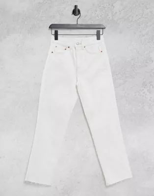 Topshop straight leg jeans in off white | ASOS (Global)