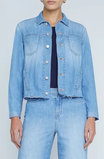 L'AGENCE Janelle Raw Hem Cotton Denim Jacket | Nordstrom | Nordstrom