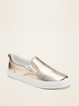 Metallic-Coated Canvas Slip-On Sneakers for Girls | Old Navy (US)