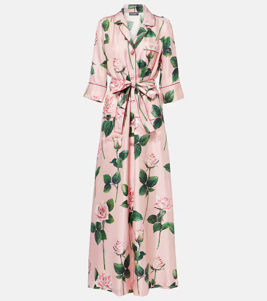 Dolce&Gabbana Floral belted silk satin maxi dress | Mytheresa (US/CA)