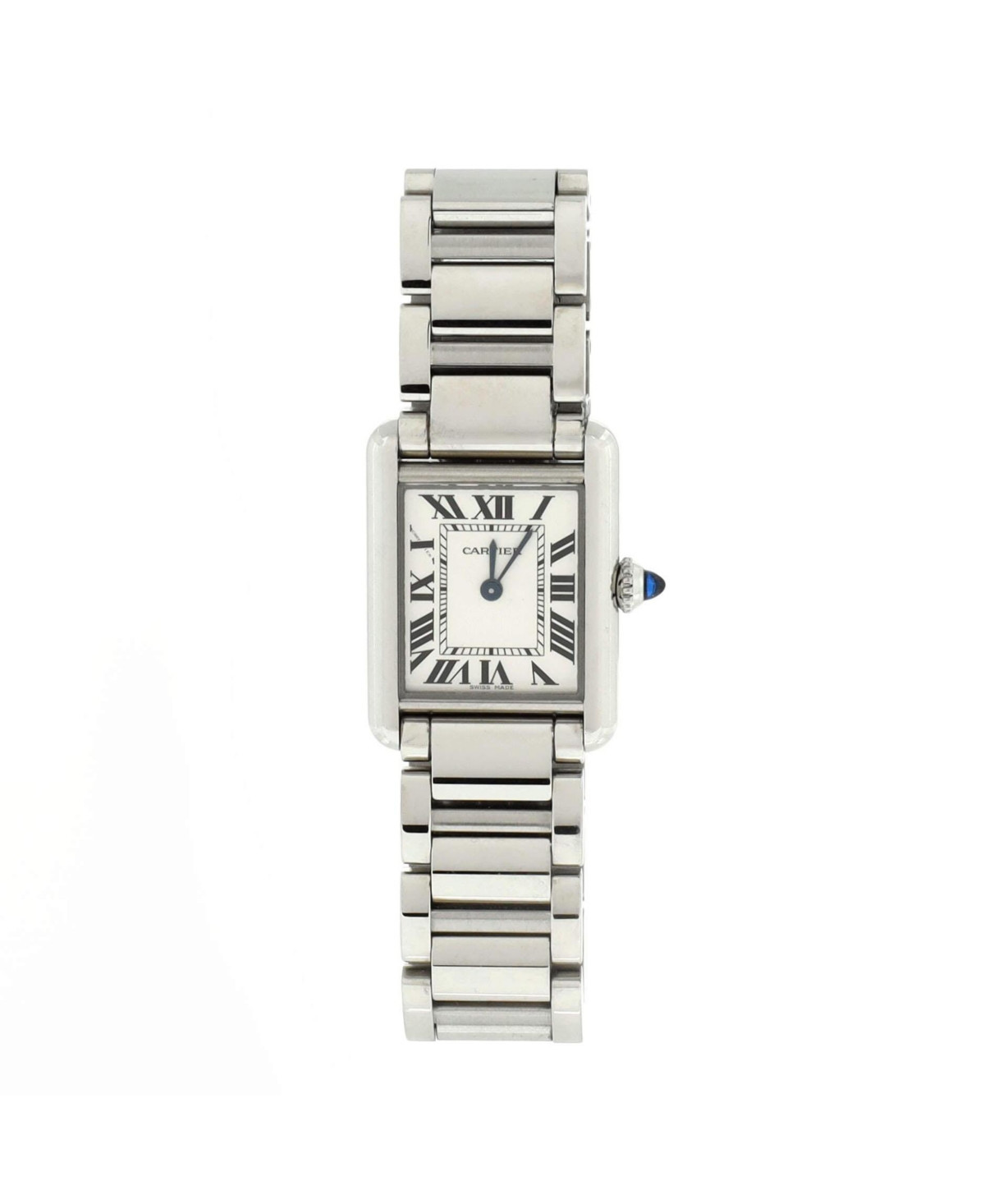 Pre-Owned Cartier Must de Cartier Tank Quartz Watch in Stainless Steel 22mm - Dial color: silver | Macy's
