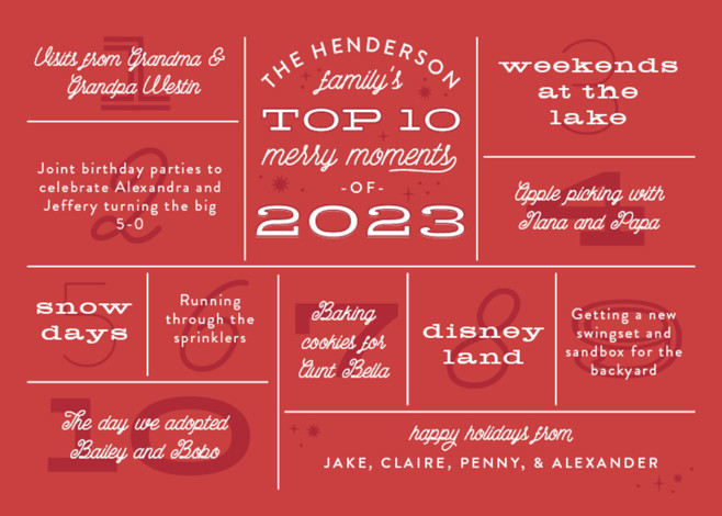 "Merry Moments" - Customizable Holiday Cards in Red by Sarah Brown. | Minted