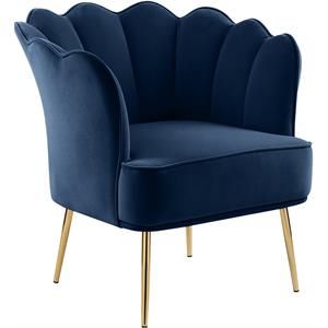 Meridian Furniture Jester Navy Velvet Accent Chair with Gold Iron Legs | Homesquare
