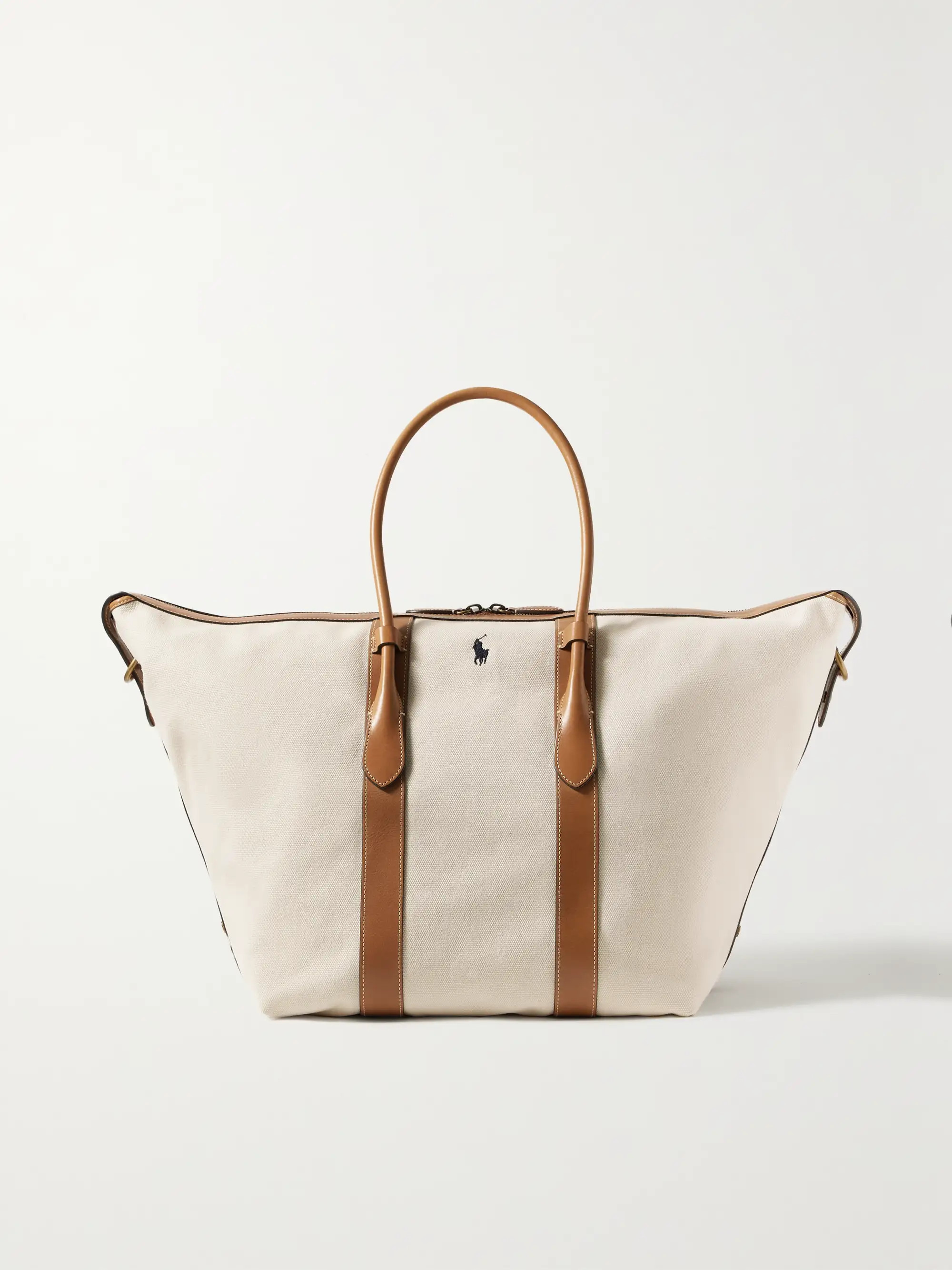 Extra Large Bellport leather-trimmed embroidered canvas tote | NET-A-PORTER (US)