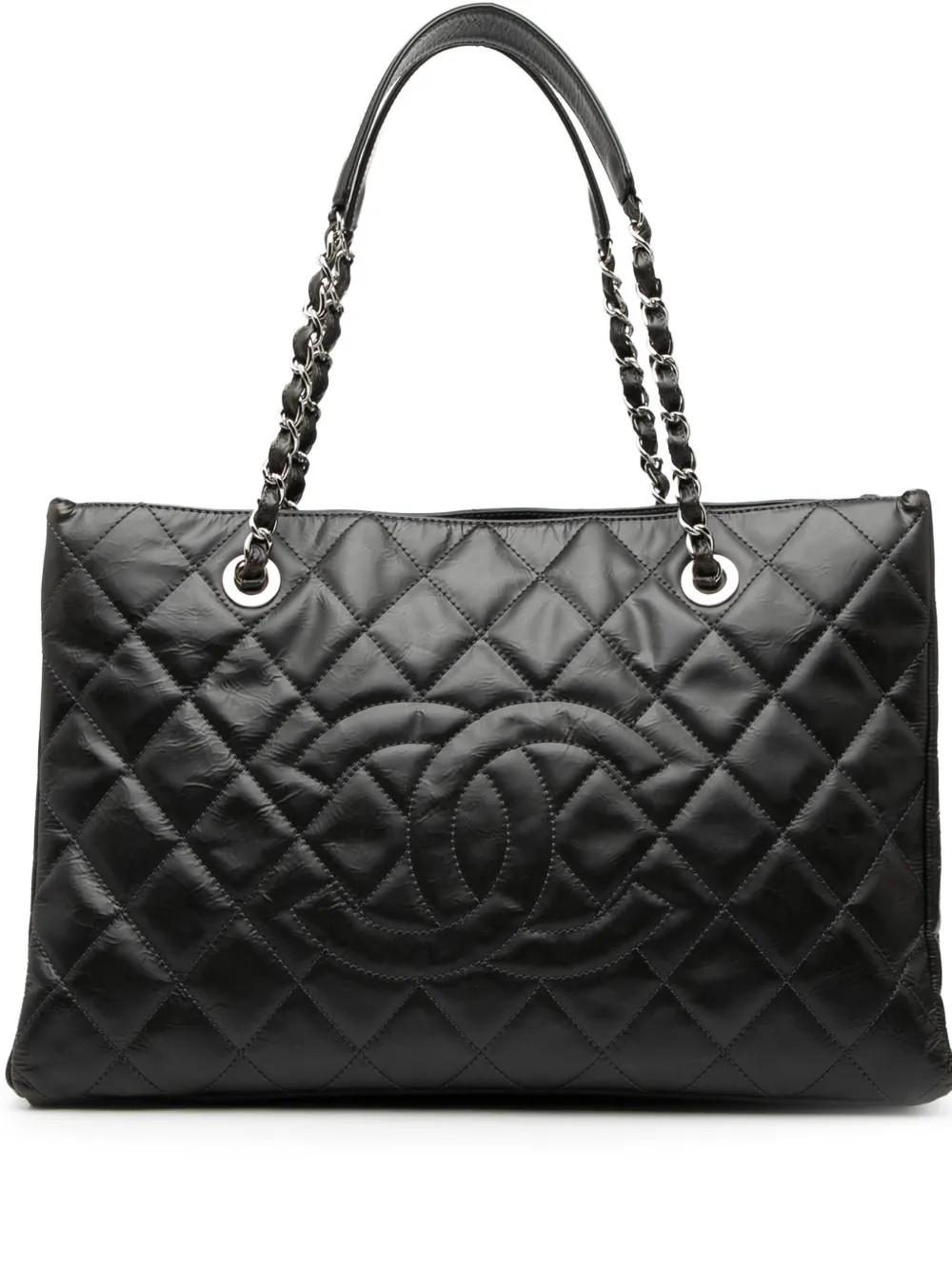 CHANEL Pre-Owned2009-2010 CC Crinkled Calfskin Chain Shopping tote bag | Farfetch Global