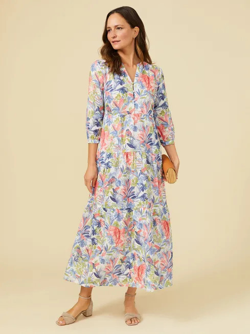 Cunningham Linen Maxi Dress in Mangrove Flower | J.McLaughlin