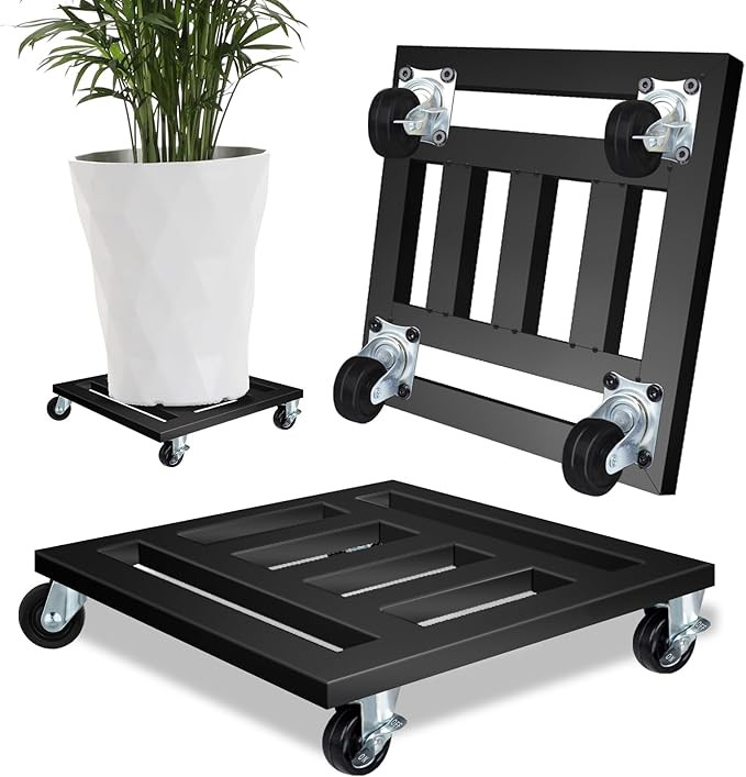 Heavy Duty Plant Caddy with Wheels, 2 Pack Metal Rolling Plant Stand Indoor Outdoor, 12'' Square ... | Amazon (US)