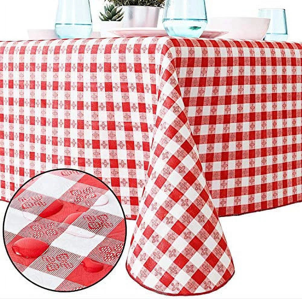 Eucatus Waterproof 52" x 90" Red and White Checkered Gingham Table Cloth - Walmart.com | Walmart (US)