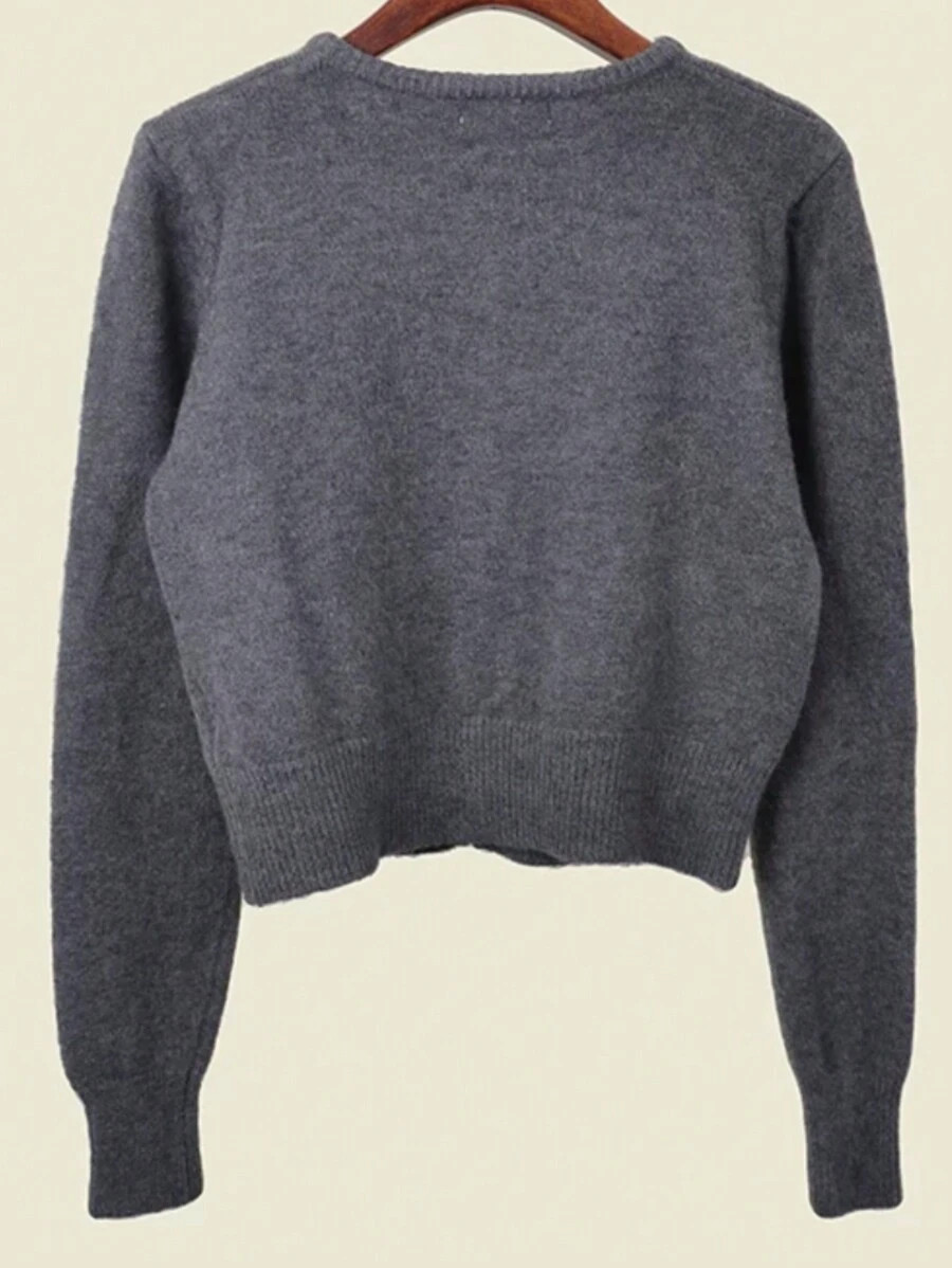 SHEIN x Carly Lawrence INAWLY Solid Button Through Cardigan For Spring And Autumn,Long Sleeve Top... | SHEIN