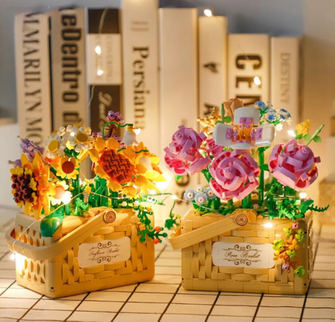 Flower Building Blocks Flower basket Bouquet Decoration | Etsy (US)