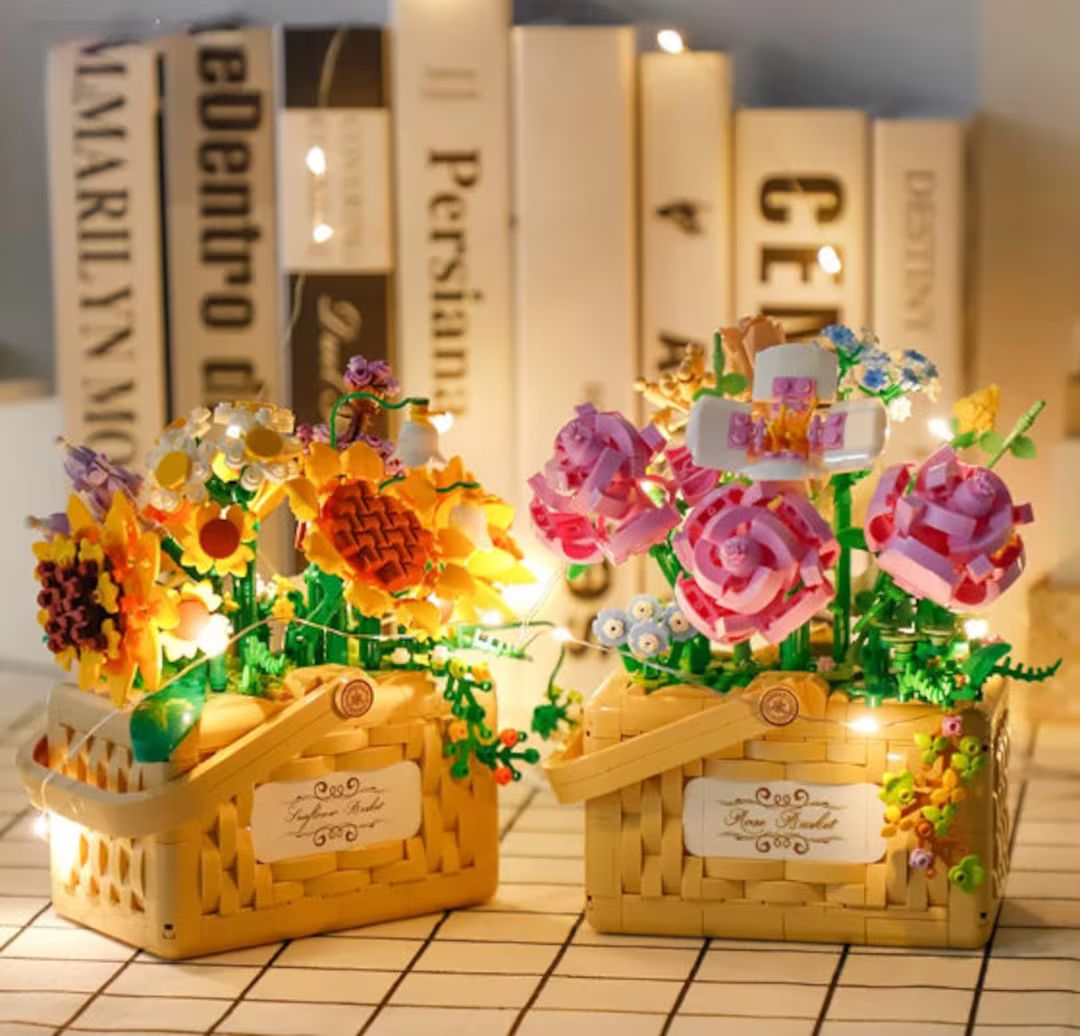 Flower Building Blocks Flower basket Bouquet Decoration | Etsy (US)