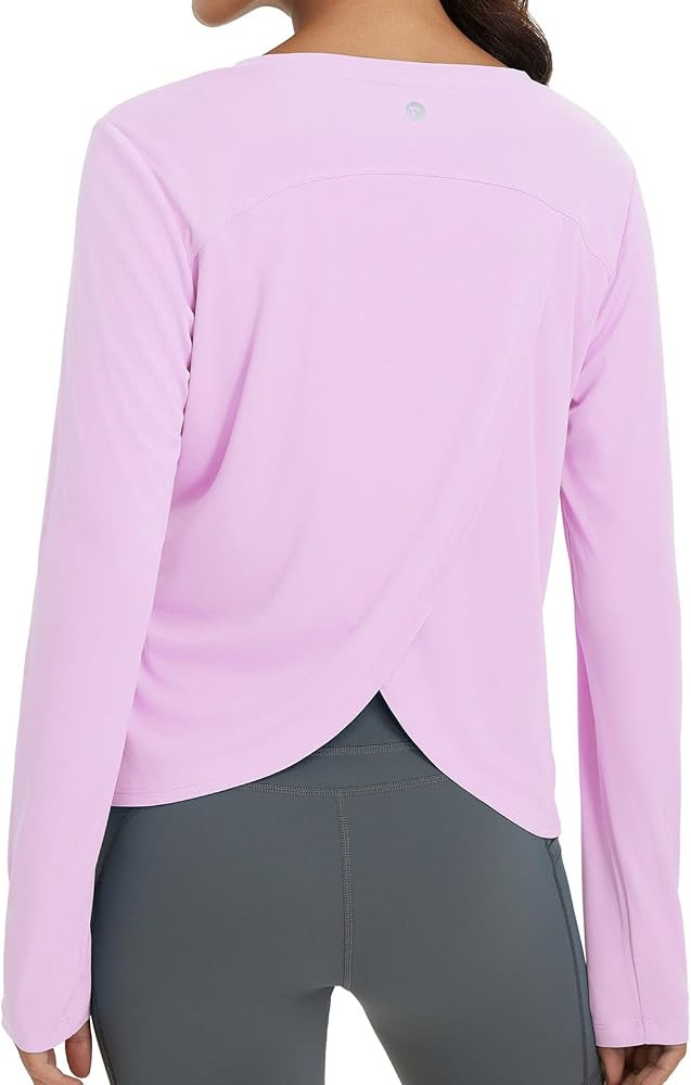 baleaf Women's Long Sleeve Workout Tops Quick Dry Shirts Split Back | Amazon (US)