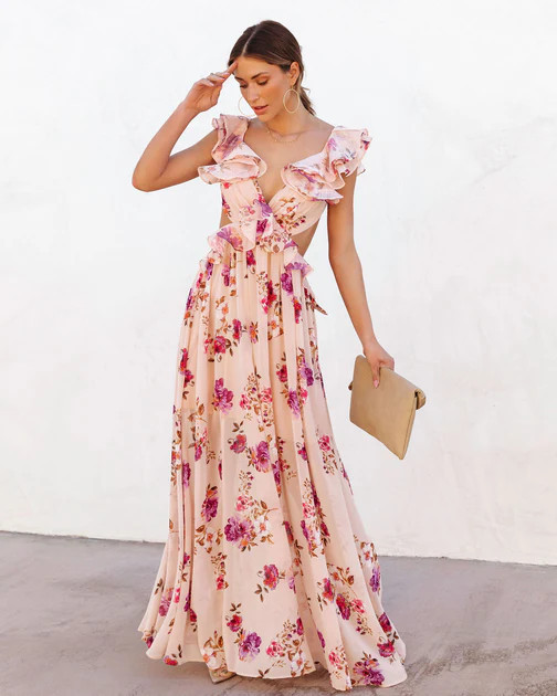 Philippe Floral Ruffle Maxi Dress | VICI