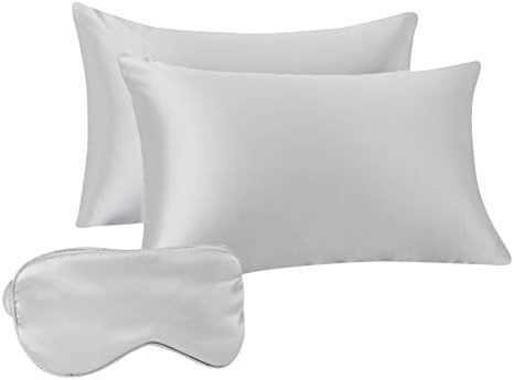 Amazon Basics Satin Sleep Set for Hair and Skin with 2 Pillowcases, Eye-mask, and Travel Pouch - ... | Amazon (US)