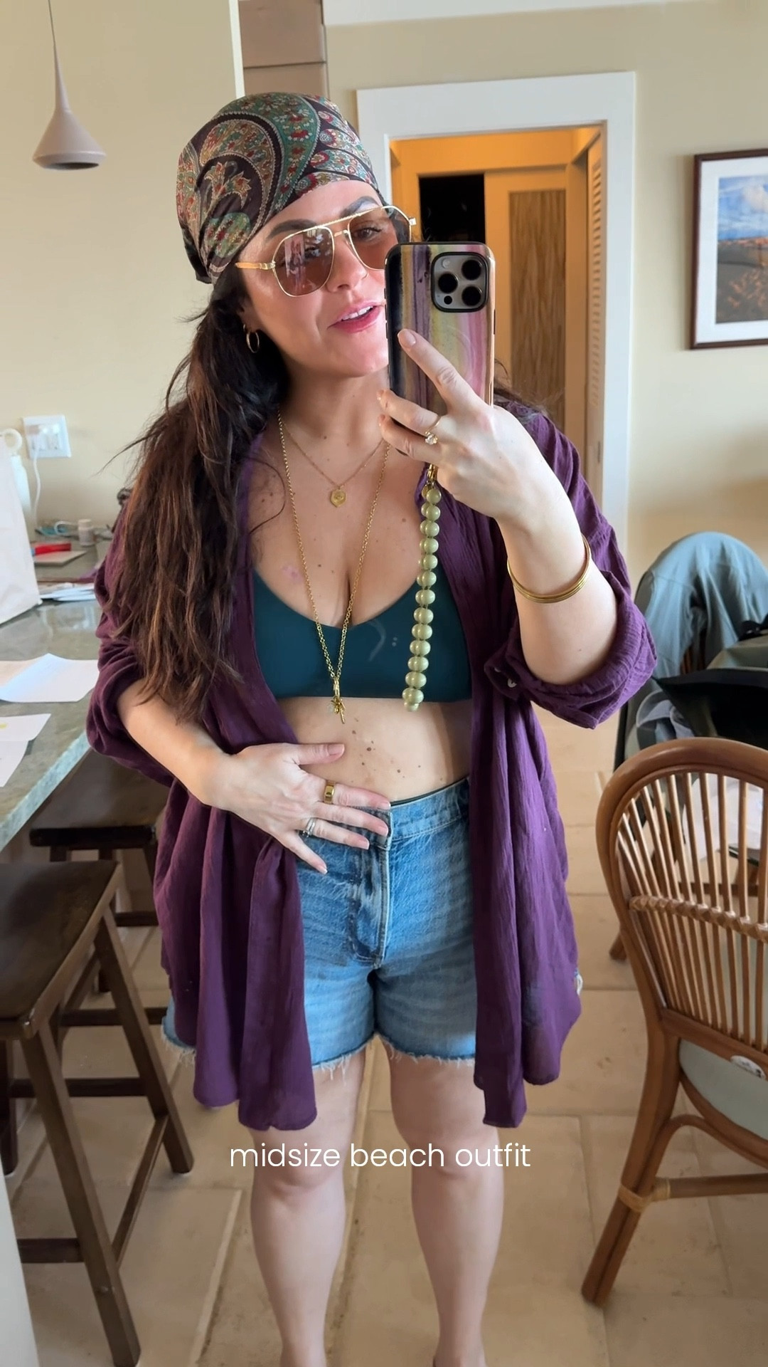 my outfit for a beach day in hawaii! 
i’m a size 14, 36/38DD and 5’6 tall. 
comfy bikini swimsuit is an xl in the top and bottoms 
jean shorts sized up to a 33 for a loose fit
coverup linked similar 


#LTKTravel #LTKSwim #LTKMidsize