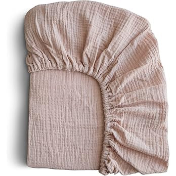 mushie Extra Soft Muslin Fitted Mini Crib Sheet | 24"x 38" (Blush) | Amazon (US)