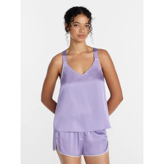 Joyspun Women’s Stretch Satin Cami and Shorts Pajama Set, 2-Piece, Sizes XS-3X | Walmart (US)