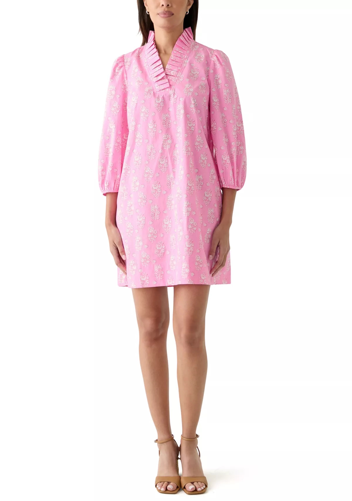 Women's Printed Ruffle Neck Dress | Belk