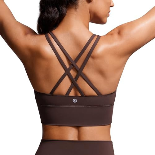 CRZ YOGA Naked Feeling Longline Sports Bras Hot Fudge Brown Large | Amazon (US)