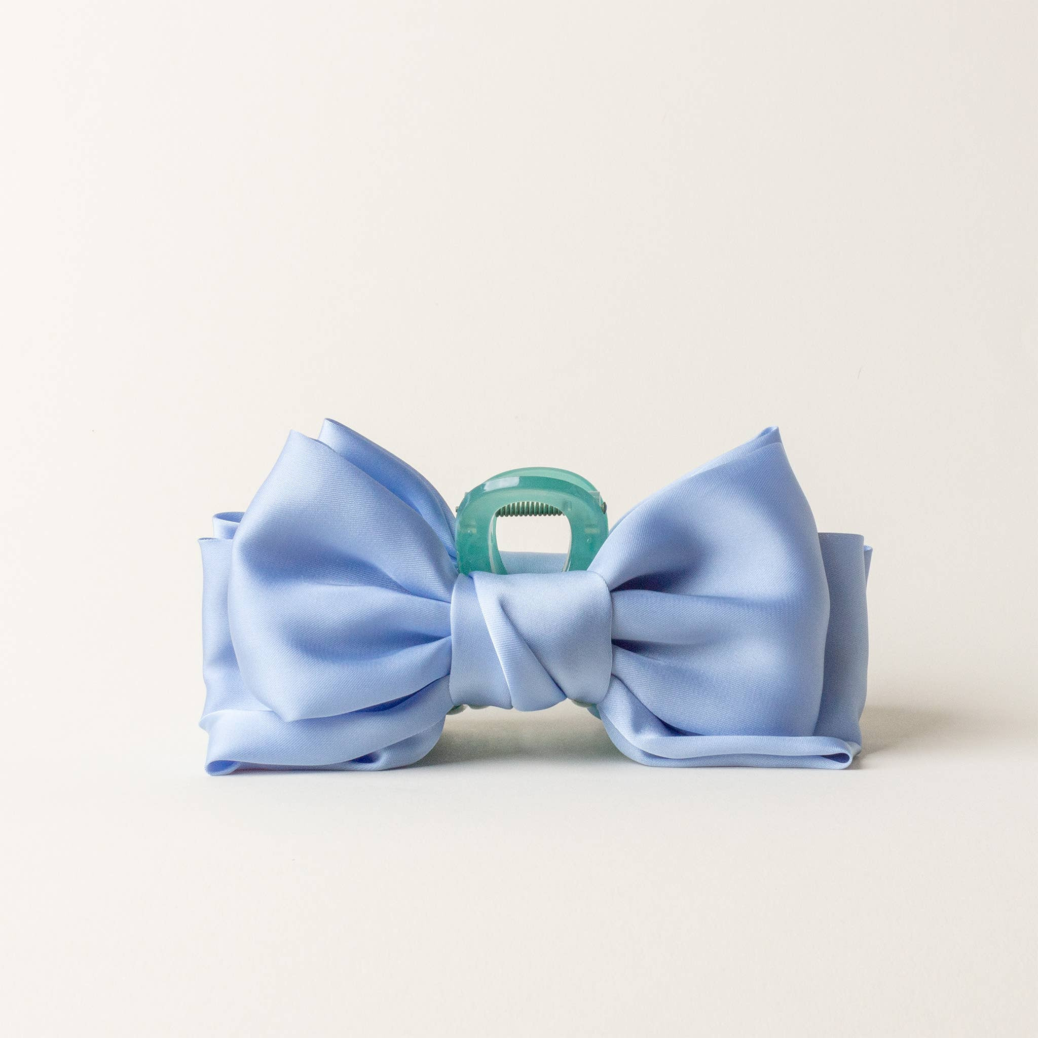 Satin Bow Claw Clip-Blue | Bates Boutique 
