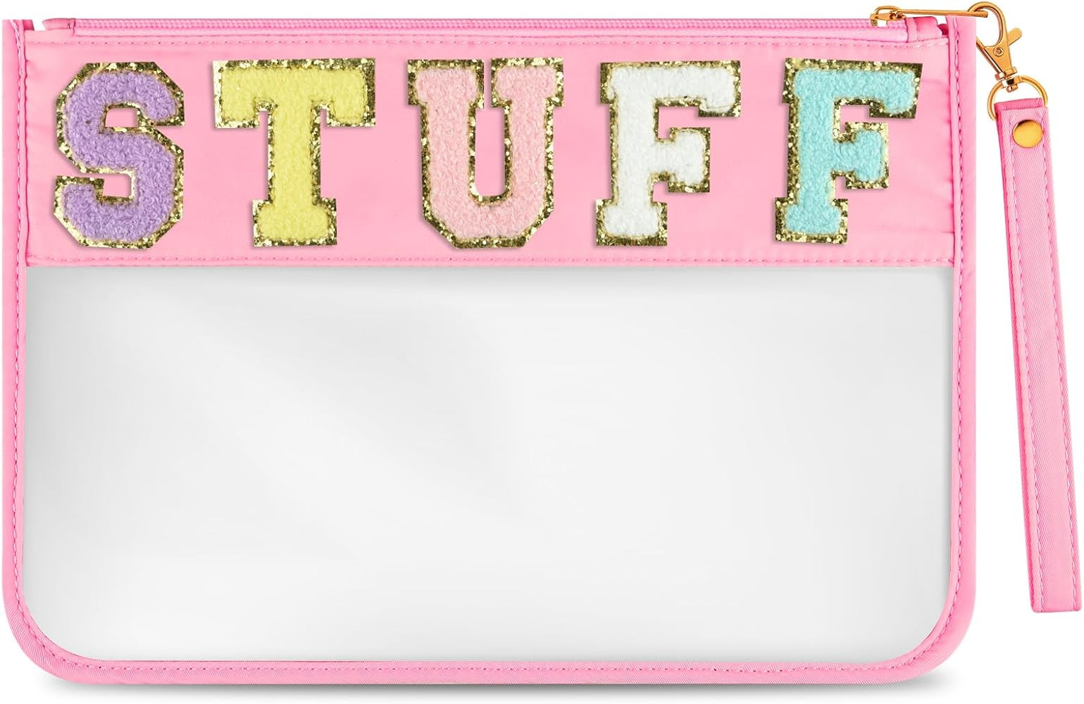 Morcheiong Chenille Letter Bag Cute Clear Zipper Stuff Pouch Portable Multi-purpose PVC and Nylon... | Amazon (US)