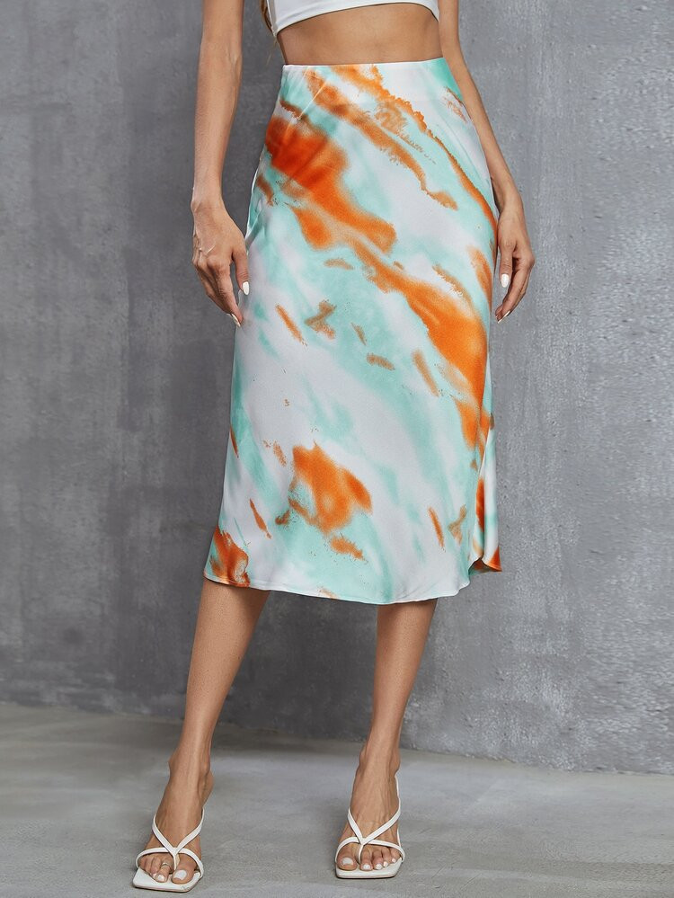 SHEIN Tie Dye Straight Skirt | SHEIN