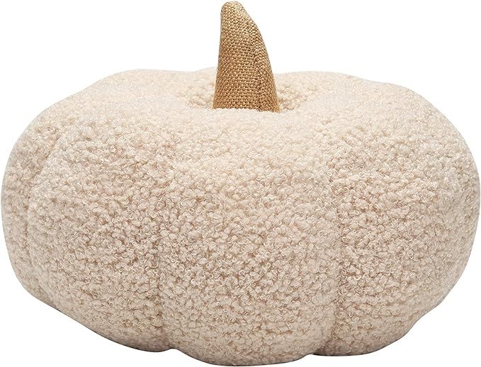 Pearhead Sherpa Pumpkin, Plush Stuffed Halloween Home Decorations, Modern Fall Home Decor, Cream | Amazon (CA)