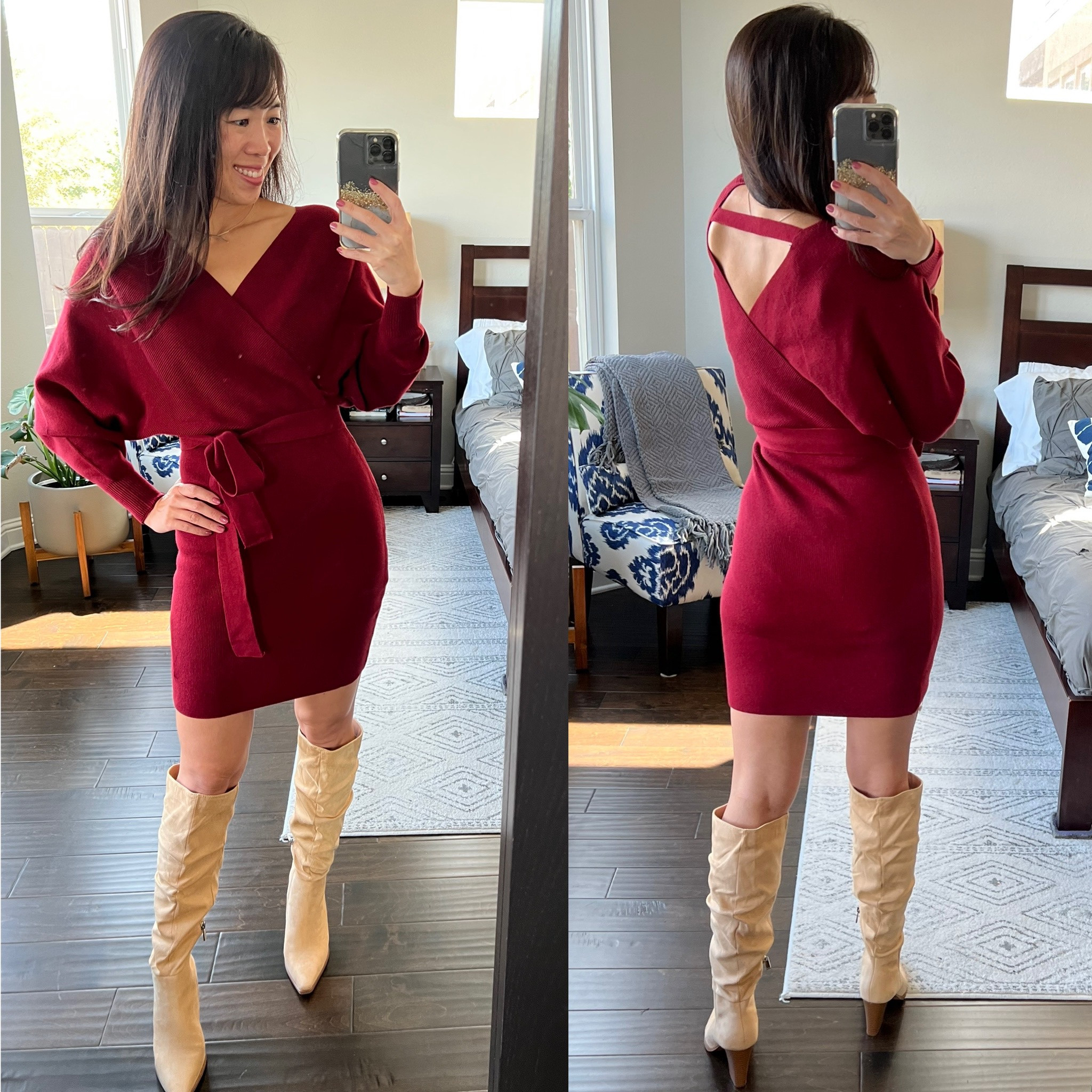 Sweater dress, Amazon dress, Faux wrap bodycon dress - wearing a size XS and comes in many colors 

#LTKunder50 #LTKSeasonal #LTKshoecrush