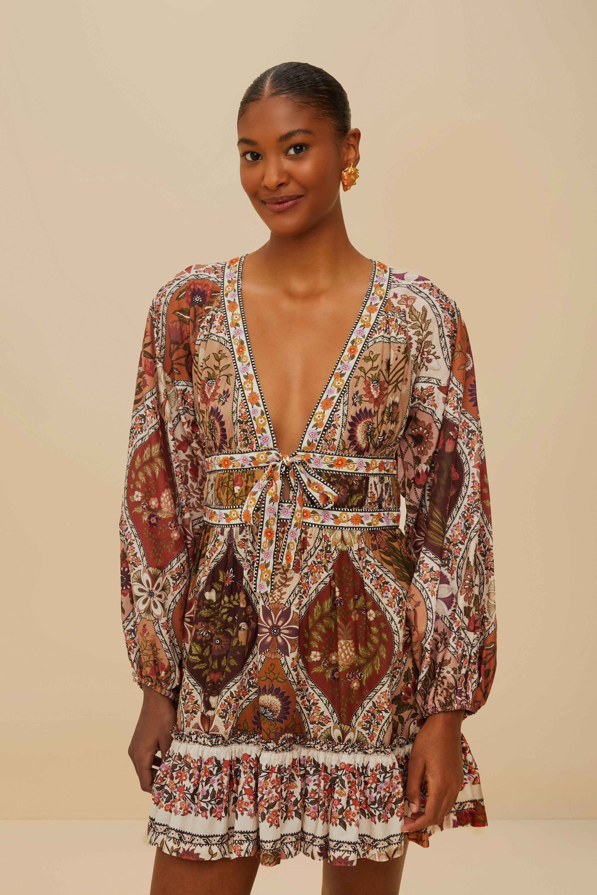 Multicolor Romantic Nature Mini Dress | FarmRio (US)