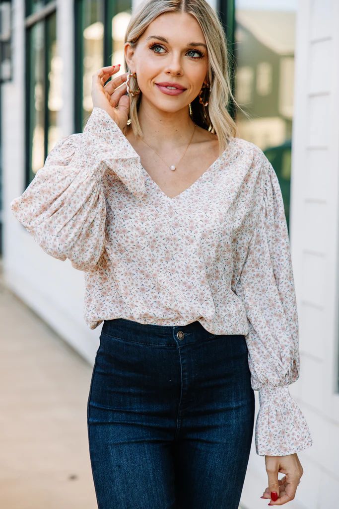 It's All Up To You Blush Pink Ditsy Floral Blouse | The Mint Julep Boutique