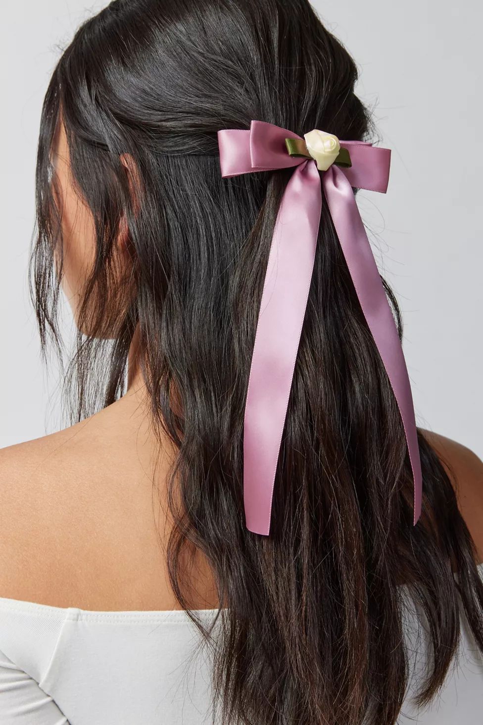 Rosette Satin Hair Bow Barrette | Urban Outfitters (US and RoW)