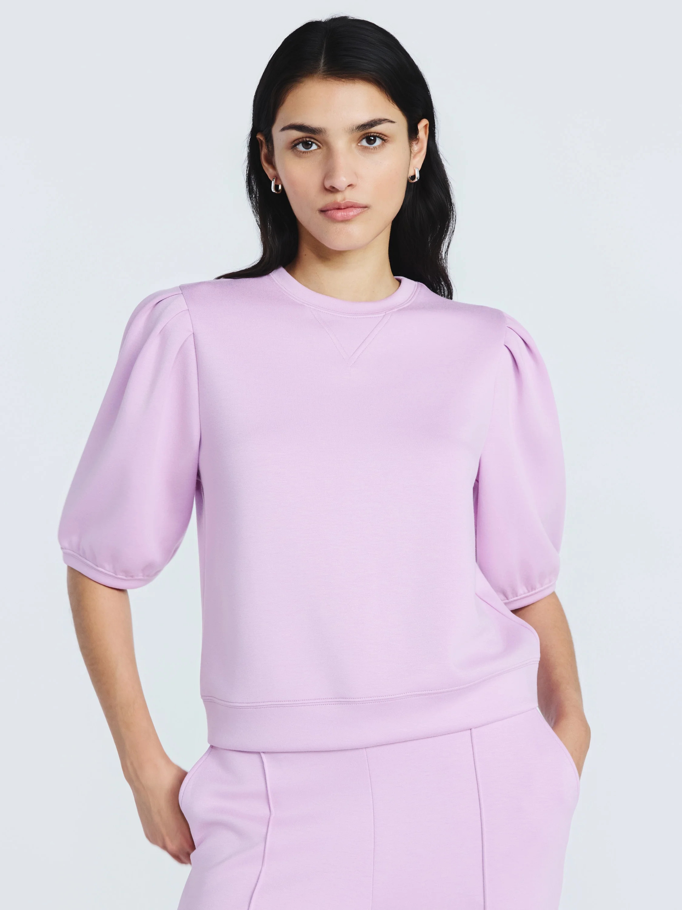 Scoop Women's and Women's Plus New Scubaknit Pleated Sleeve Top, Sizes XS-4X | Walmart (US)