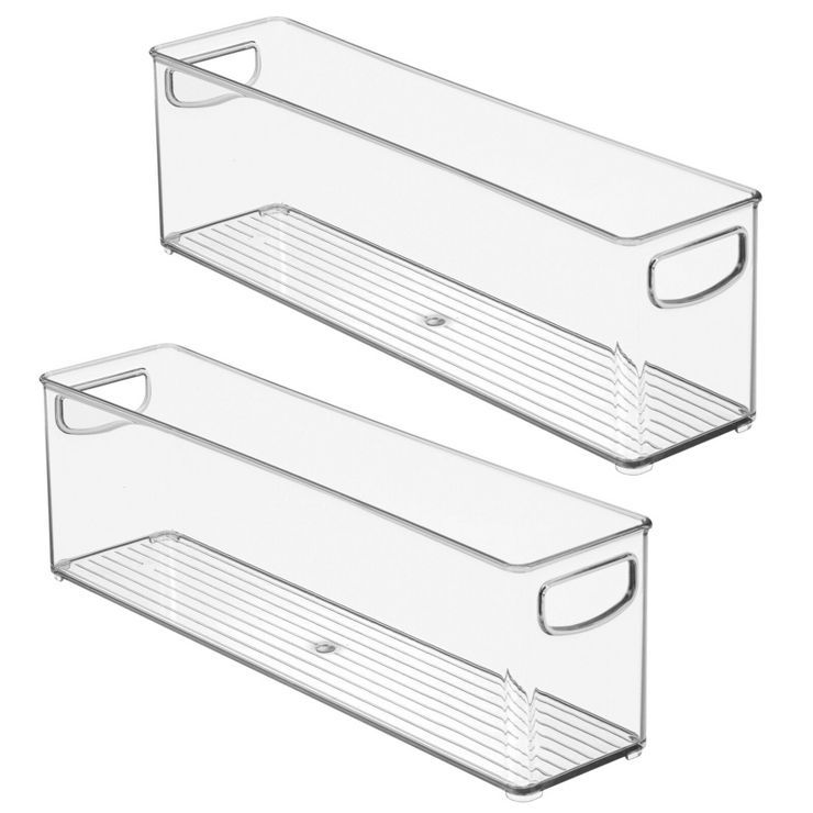 mDesign Plastic Kitchen Pantry Cabinet Food Storage with Handles, 2 Pack - Clear | Target