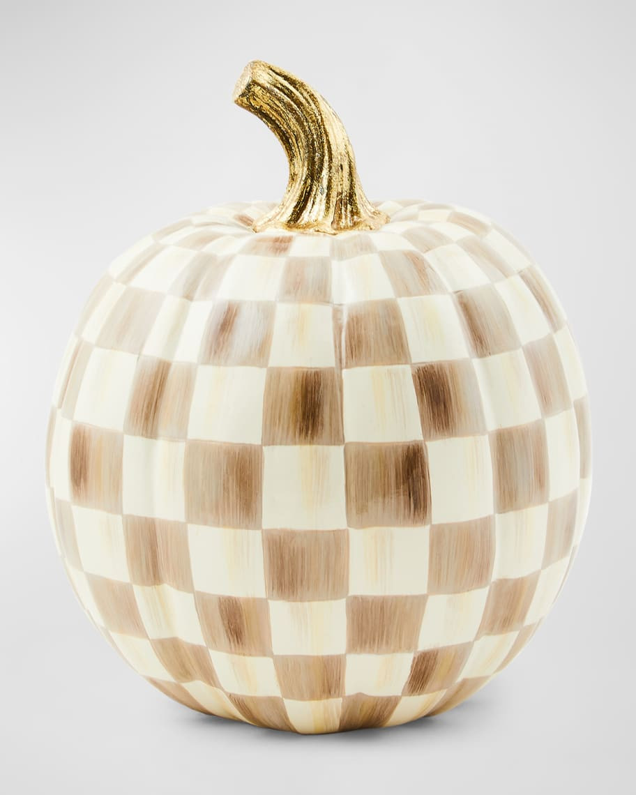 Mocha Check Small Pumpkin, 10" | Neiman Marcus