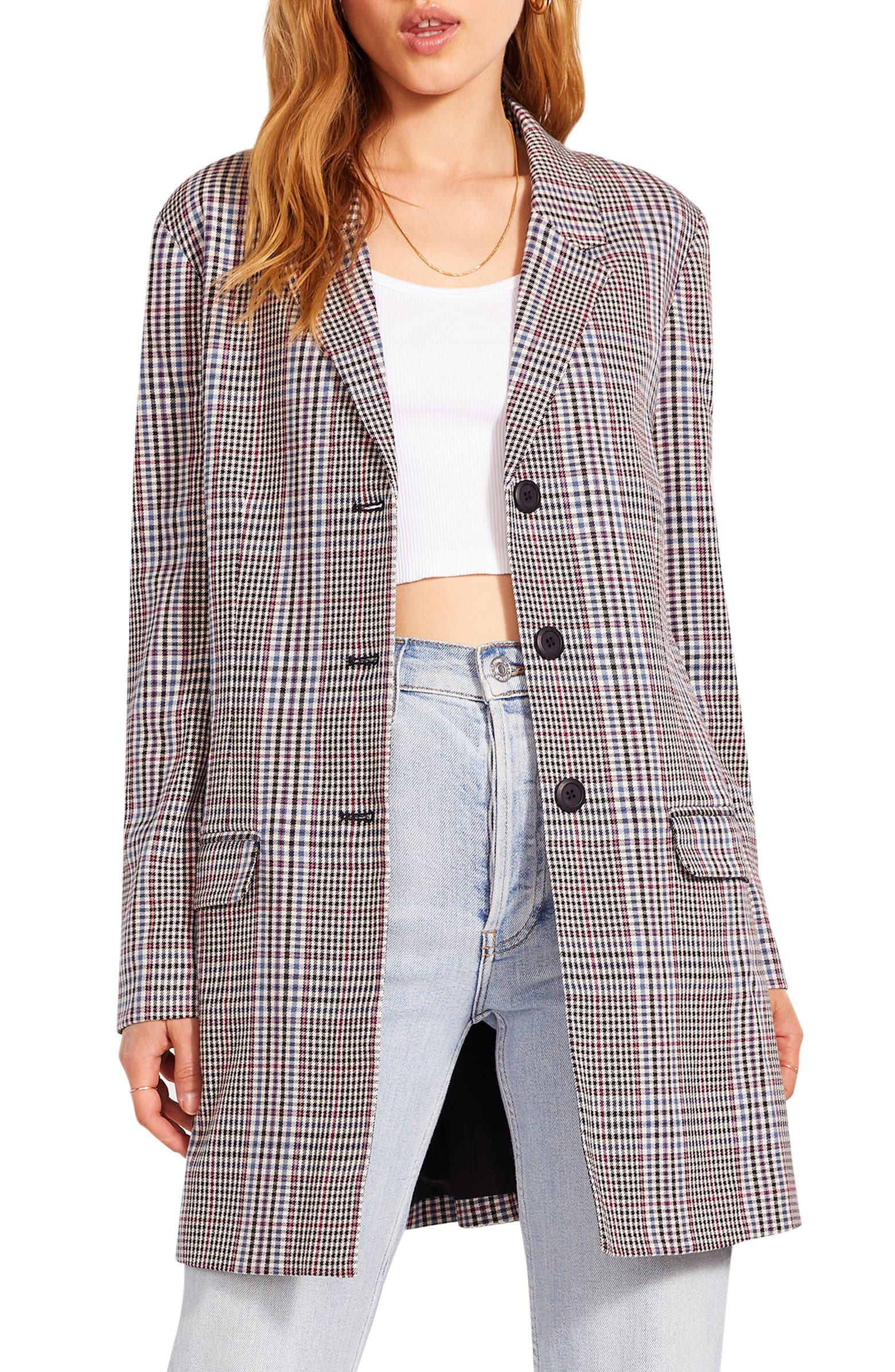 BB Dakota Prep Cool Plaid Longline Blazer | Nordstrom | Nordstrom