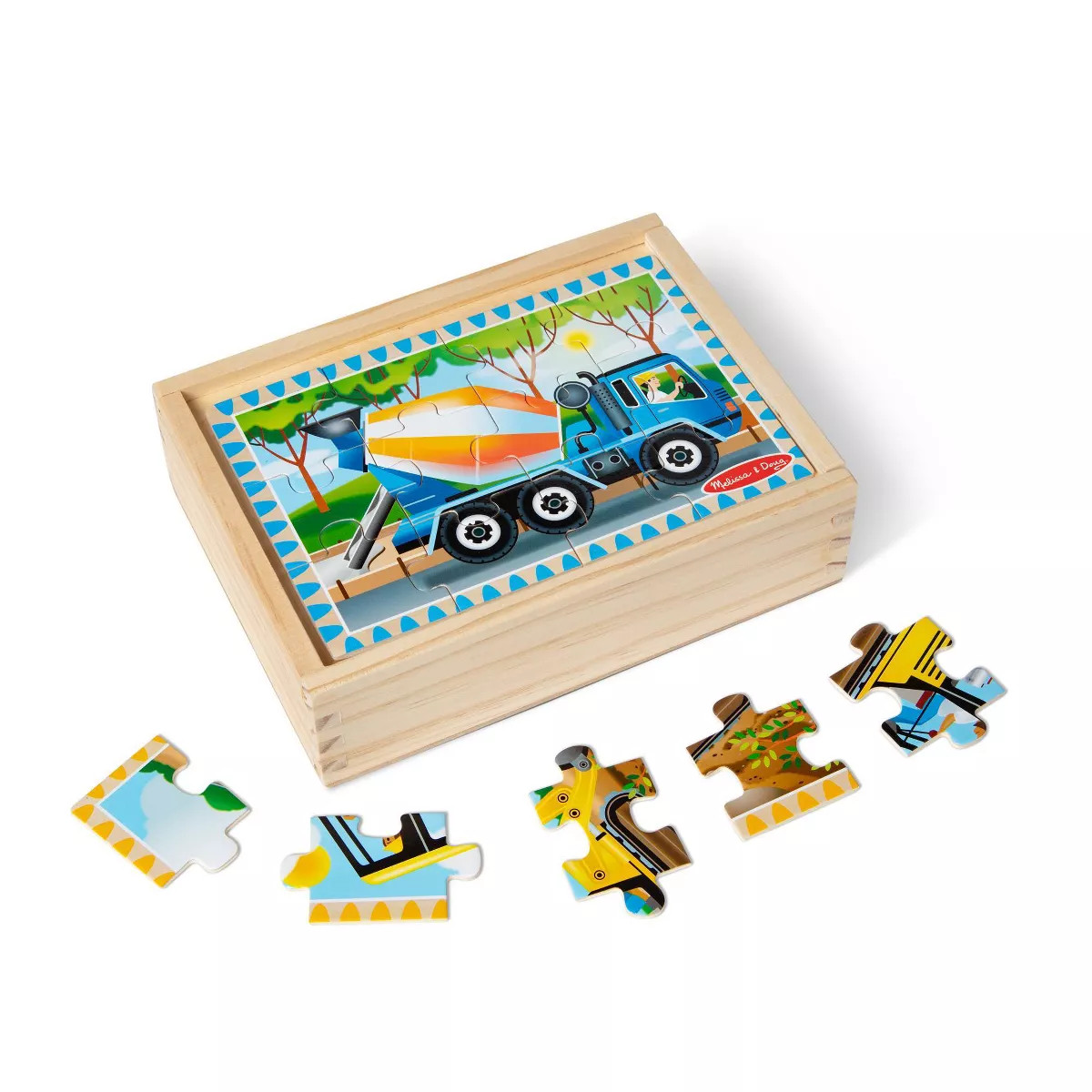Melissa & Doug Construction Vehicles 4-in-1 Wooden Jigsaw Puzzles (48pc) | Target