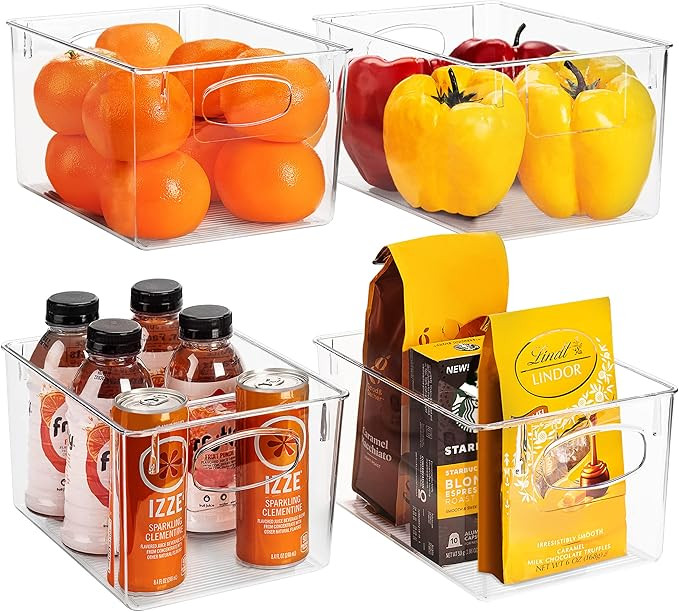 Sorbus Plastic Storage Bins Clear Pantry Organizer Box Bin Containers for Organizing Kitchen Frid... | Amazon (US)