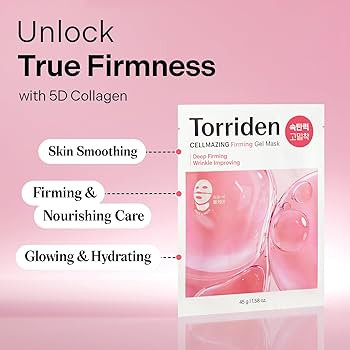 Torriden CELLMAZING Collagen Firming Gel Facial & Neck Sheet Mask (pack of 4) | Covering Neck Mas... | Amazon (US)