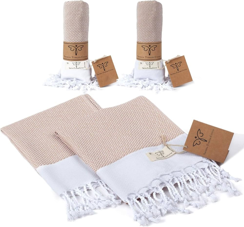 SMYRNA TURKISH COTTON Orientina Series Turkish Hand Towels Set of 2, 16x40 inch, Decorative Turki... | Amazon (US)