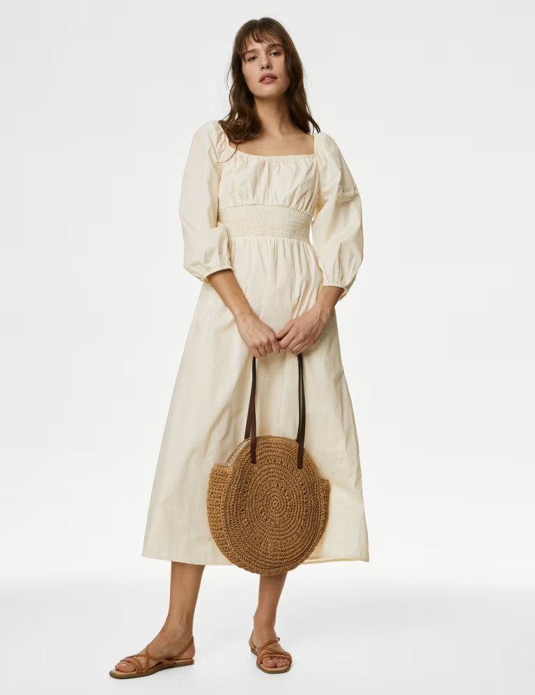 Pure Cotton Square Neck Midaxi Dress | Marks & Spencer (UK)