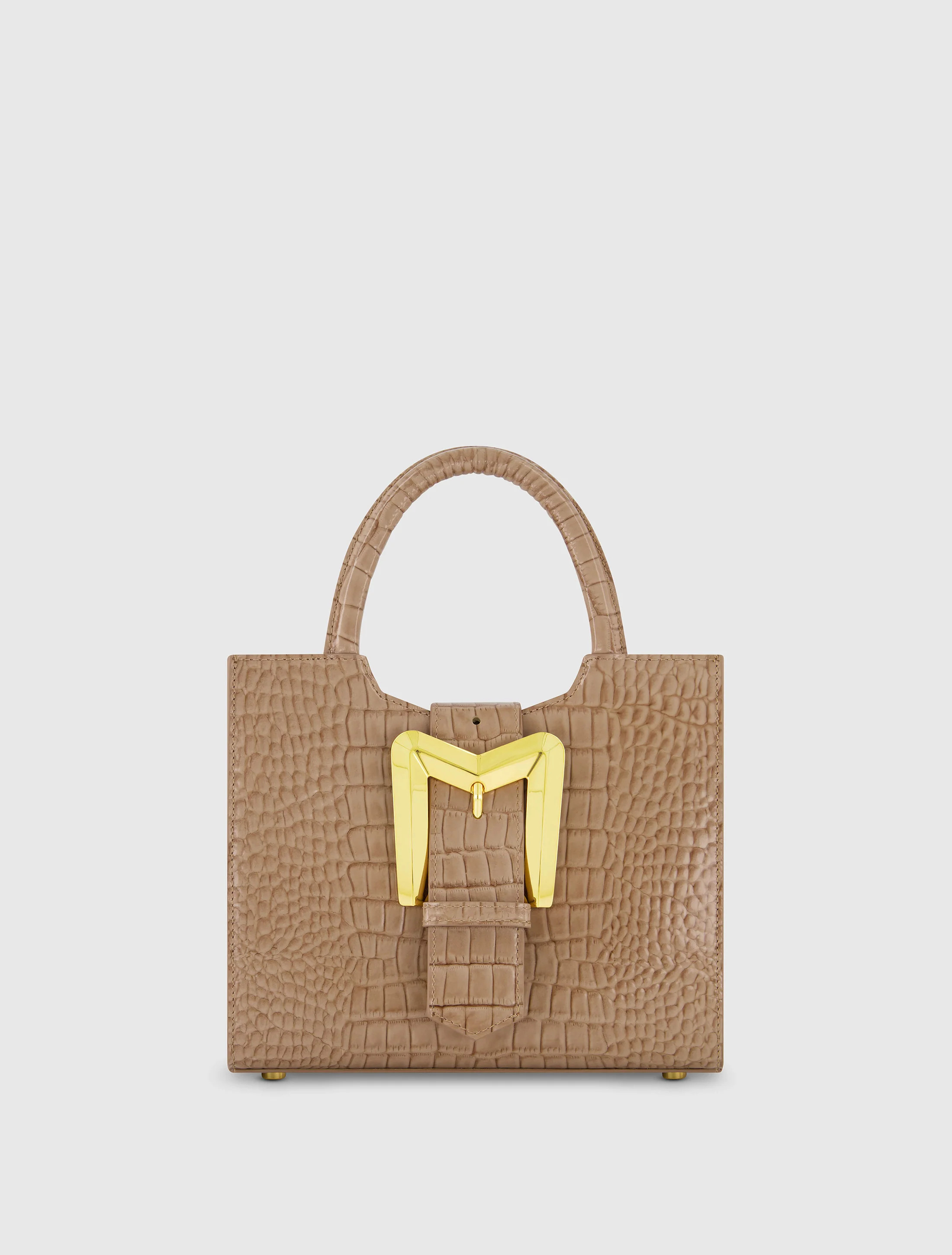 Crocodile Leather Tote Bag With Gold Buckle | Mac Duggal