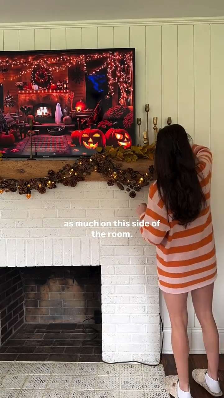 (8/20/25) Cozy fall mantel decor 🍂🕯️
I kept it simple this year with a pinecone garland, acorn string lights, and a mix of brass candlesticks + taper candles for a classic, warm look. It’s such an easy way to add texture and light to your living room for fall!

The stems on the mantel are Hobby Lobby! 

 #LTKSeasonal #LTKHome #LTKFindsUnder50