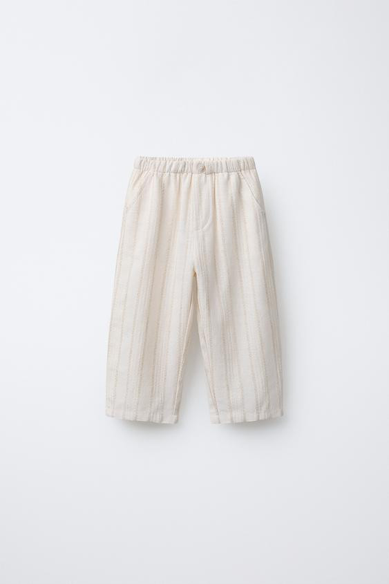 TEXTURED STRIPED STRAIGHT PANTS | Zara US