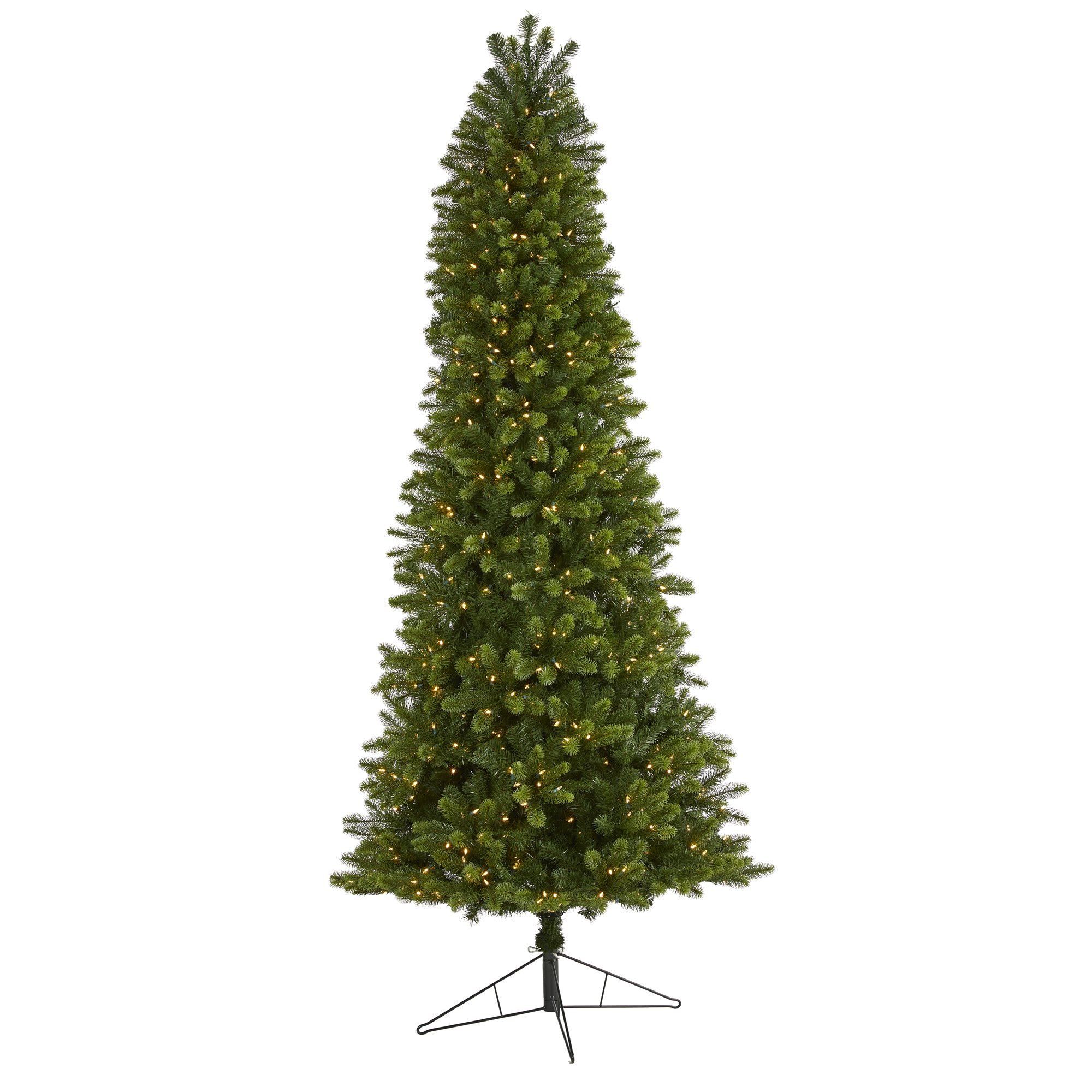 9' Slim Virginia Spruce Artificial Christmas Tree with 750 Warm White (Multifunction) LED Lights ... | Nearly Natural