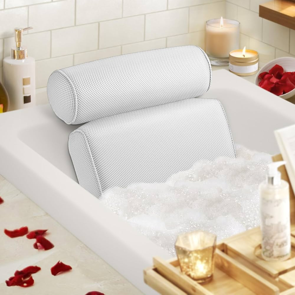 LuxStep Bath Pillow Bathtub Pillow with 6 Non-Slip Suction Cups,14.6x12.6 Inch, Extra Thick and S... | Amazon (US)
