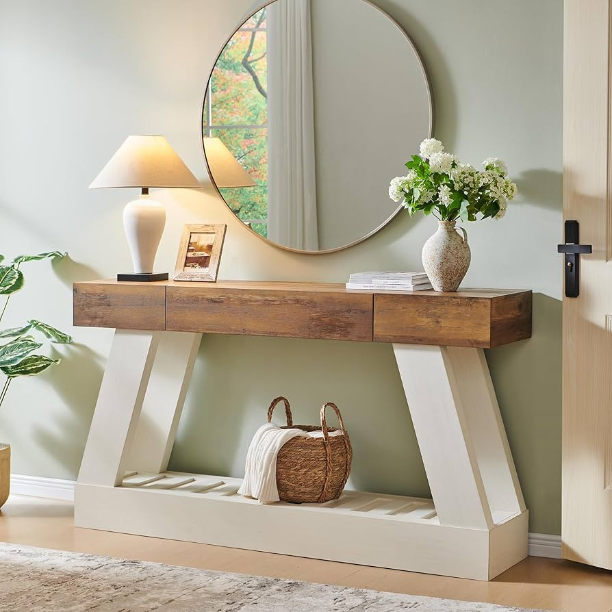 OKD 60" Farmhouse Entryway Table with Drawer, Console Table Behind Sofa, Narrow Long Entryway for... | Amazon (US)